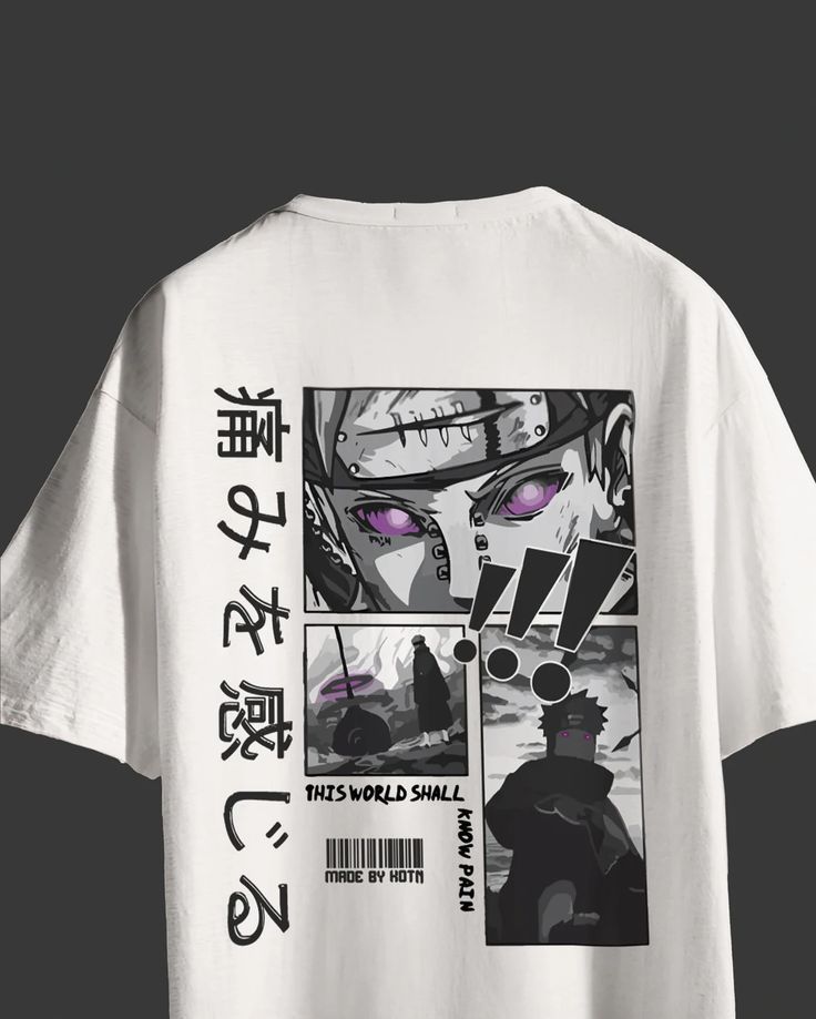 Anime-inspired illustration print preview on a black oversized T-shirt
